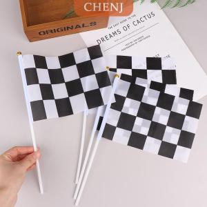 [COD] CHENJ ธงนักแข่งธงโบกมือสี่เหลี่ยมขาวดำ10ชิ้นธงสำหรับแข่งธงรถยนต์