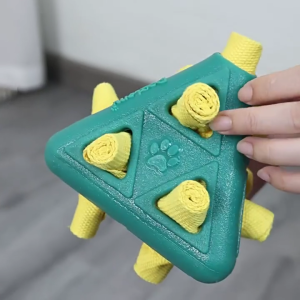 Hollows Chew Resistant Dog Toy NonToxic Triangles Shape Interactively Chew Toy for Various Size Pet Treat Dispensing