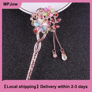 【Local shipping】 Hair Pin Double Flower Rhinestone Hair Stick Hair Clip