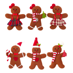 ชุด3ชิ้นแบบใช้ซ้ำได้คริสต์มาส Gingerbreads Man ของประดับแขวนตกแต่งผ้าสำหรับหน้าต่างต้นไม้และโต๊ะ