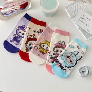 Cute Cartoon Kids Socks 3-6 Yrs Old Baby Socks Lab u bu Boy Girl Socks Cotton Sock (5Pairs/Set)