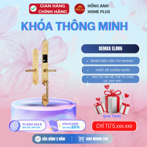 Khóa cửa đại sảnh tân cổ điển Demax EL886 Gold mạ vàng 24K app wifi cao cấp công nghệ Đức