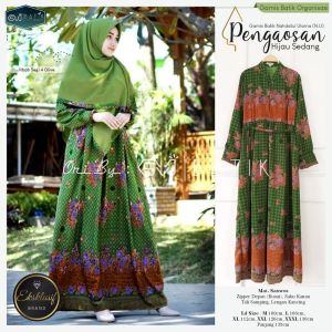Gamis Batik Pengaosan Muslimat NU Seragam Pengajian Nahdlatul Ulama Hijau Murah