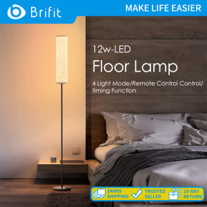 Brifit Floor Lamp with Remote Control for Bedroom/Living Room/Office Modern Living Room LED 4 Color Temperature & Stepless DimmerElegant Standing 3000k-7000k Lamp with Linen Lampshade Timmer