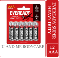 Eveready Battery Super Heavy Duty AA/AAA 12's. 