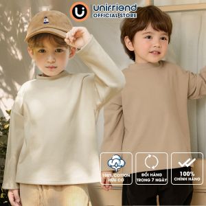 Áo thun dài tay cổ 3 phân vải nỉ cào bông ấm áp thu đông cho bé trai và bé gái Unifriend Hàn Quốc U900E Size 1-12 tuổi