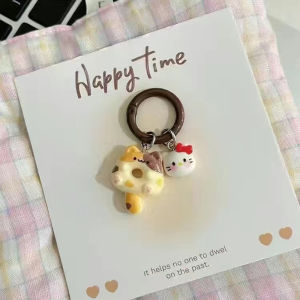 Nicedays🍒Gantungan Kunci Ransel Kucing Donat Kartun Gantungan Kunci Manis Kreatif Liontin Headphone Lucu