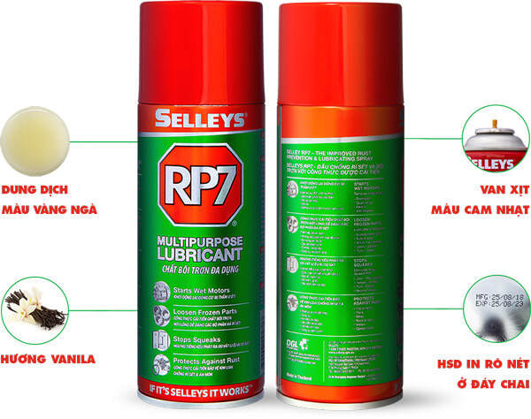 Dung dịch phá rỉ sét + Dầu bôi trơn đa dụng Selleys RP7 300g & 150g ...