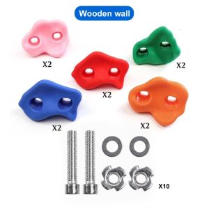 10pcs Climbing Holds Set Wood Wall Mounting Rock Hand Feet Hold Grip for Kids Children Indoor and Outdoor Includes Mounting Screws