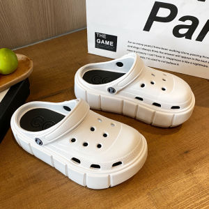 [Free Shipping] 7CM High Heel Fashion Outdoor Cartoon DIY Clogs For Women Summer Korean Version Beach Green Slippers For Women