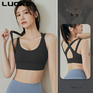 Luoke Sports Bras women Yoga Cross Beauty Back Breathable Comfortable Gathered Shockproof Jogging Fitness Dancing Leisure