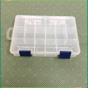 Hộp nhựa nhiều ngăn nhựa trong suốt 16 ngăn có nắp cài móc treo vách tháo được. 20x135x4cm. V532