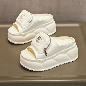 Thick Heel Sandals Women Summer Outdoor Wear New 2025 High-End Sensation Wallet Slippers One-Strap Beach Shoes Korean Style