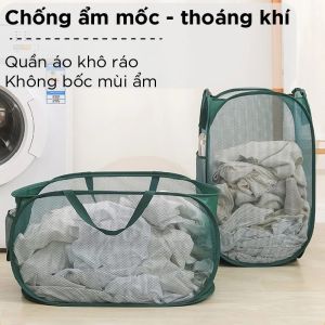 Giỏ đựng quần áo gấp gọn 72L vải lưới thoáng khí – Sọt đựng đồ giặt thông minh cho gia đình