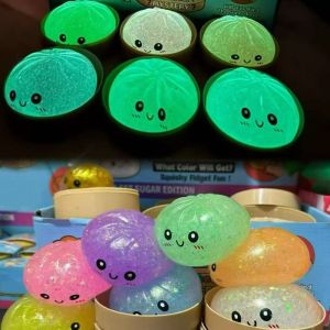 KAWAIIR Noctilucent Dumpling Squishy Toys Luminous Slow Rebound Squishy Dumpling Creative Glitter Sensory Fidget Ball Kids Adults
