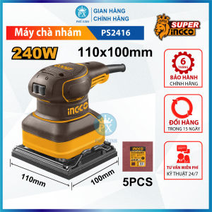 Máy chà nhám INGCO PS2416 240W đế chà nhám vuông 110x100mm kèm 5 miếng giấy nhám tốc độ không tải 14000rpm