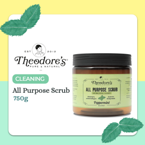 Theodores All Purpose Scrub Peppermint 750g Natural Stain Remover Paste Deep Cleansing Cream Cleaner For Kitchen Sink Bathroom Tile Tub Toilet Bowl Countertop Grease Cutter Odor Absorber
