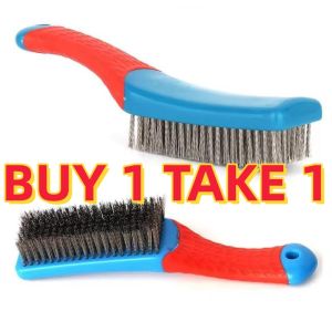【BUY 1 YAKE 1】Heavy Duty Stainless Steel Wire Brush with Comfortable Plastic Handle - Perfect for Removing Rust Welding Slag Dirt and Paint Paint and Rust Removal Brush