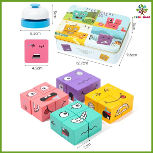 Hộp quà đẹp - Rubic Thay đổi khuôn mặt - Khối rubik gỗ thay đổi cảm xúc. Đồ chơi gỗ quà tặng sinh nhật cho bé stem3g