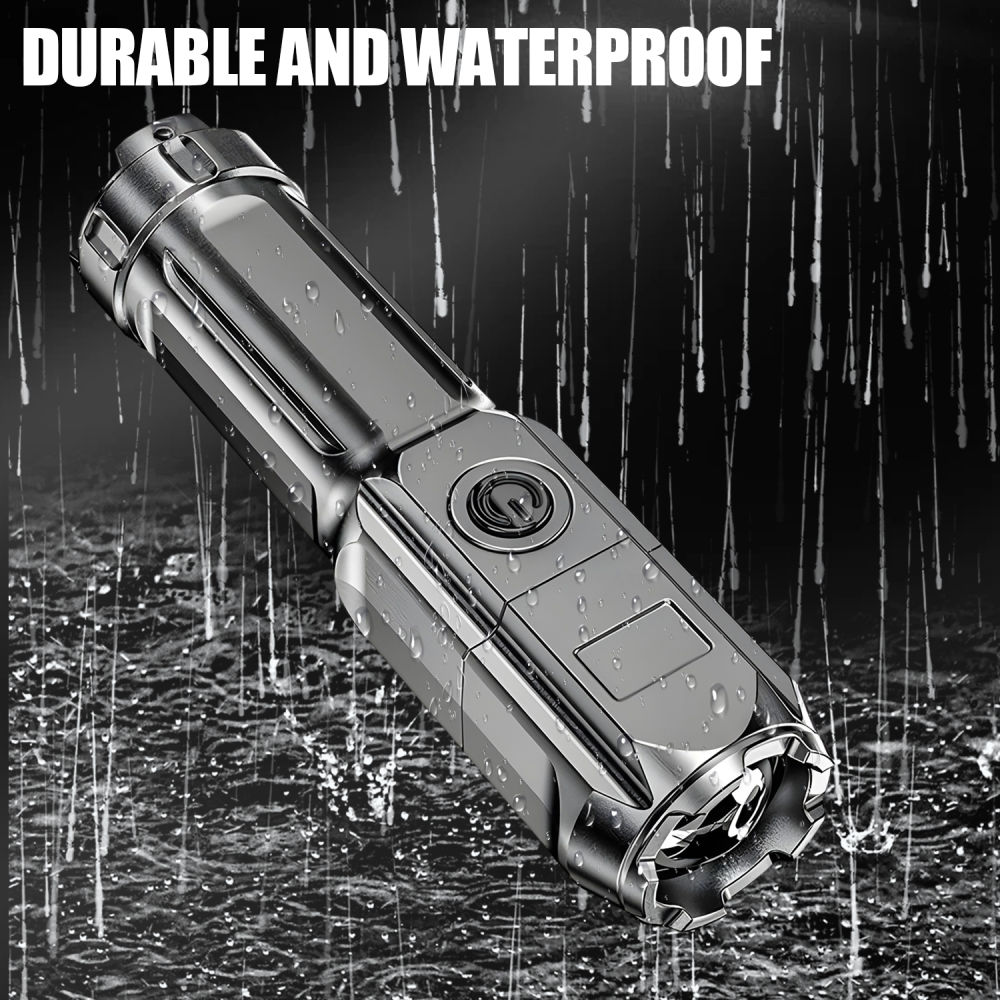 Polocat Power Led Usb Rechargeable Torch Portable Zoom And Telescopic Uv Flashlight 3 Modes Use High Strength ABS_voghion.com