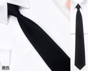 Male Female Students Red Blue Black Monochrome Solid Color Tie Professional Work Formal Wear Zipper Easy Pull Lazy INS