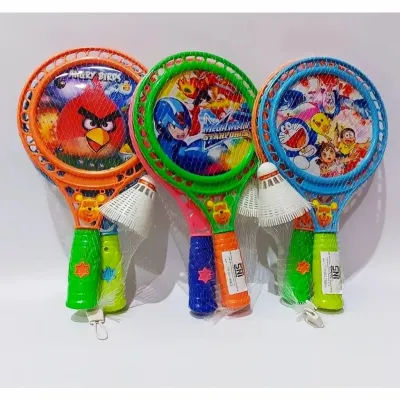 PROMO Mainan Anak Set Raket Badminton Karakter Edukatif Anak Bulu Tangkis Plastik SNI