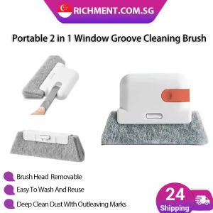 【✅SG Brand】RICHMENT Multi-Function Window Gap Cleaning Brush for Window Tracks Sliding Doors Glass Windows & Door Grooves Deep Clean Removable Brush Head Wet & Dry Use Reusable Household Cleaning Tool