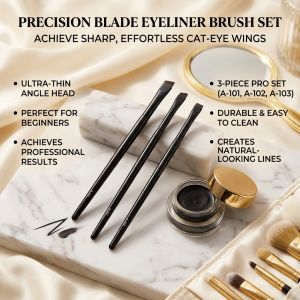 Eye Makeup Brush Eyebrow Brush Slim Blade Eyeliner Brush Flat Head Slanted Head Precision Brow Brush Cosmetic Tool for Eyebrow and Eye Makeup