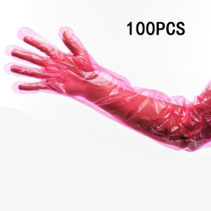 100Pcs Disposable Plastic Veterinary Gloves 90cm Extra Long Sleeve Full Arm Gloves