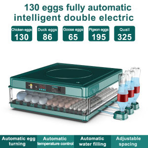 Egg Incubator 130 Eggs Fully Automatic Egg Incubator 220V/12V Dual Power Intelligent Digital Hatcher Brooder With Temperature Control And Auto Turning For Hatching Chicken Duck Goose Quail Birds Incubators For Farm
