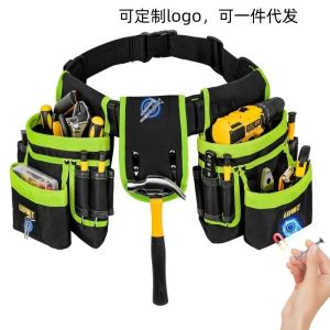 Thick Canvas Multi Functional Waist Tool Belt Bag With 3 Magnets Multi Pockets Tool Storage Pouch For Electrician Carpenter Construction Repair Work
