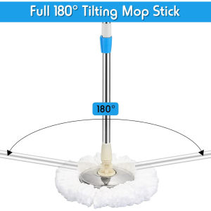 Stainless Steel Spinning Mop 360 Degree Spin Mop Pole Handle Replacement Rotating Telescopic Stick Mop Head Thickened and Thickened Extension Rod Home Cleaning Accessories