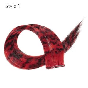 FZIPUA Stripe Printed Clip in Hair Extensions Synthetic Colorful Wig Hairpieces Halloween 18 Inches Hair Highlights Girls