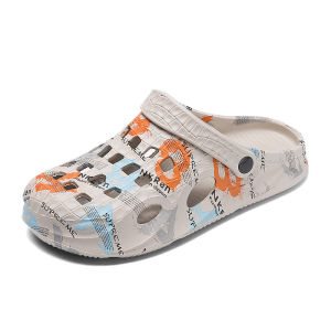 Free Shipping MenS Casual Perforated Sandals Breathable Summer Open-Toe Slippers Printed Non-Slip For Outdoor Wear Beach Sandals