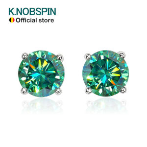 KNOBSPIN D Color Moissanite Earring S925 Sterling Sliver Plated with 18k White Gold Earring for Women Man Sparkling Fine Jewelry2026