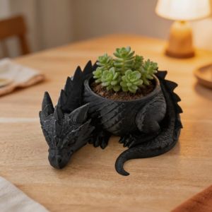 CHUAN Nhựa Chậu trồng cây Rồng Ngủ Kết cấu thủ công In 3D Chậu trồng cây Nghệ thuật Mini Chậu cây mọng nước Trang chủ
