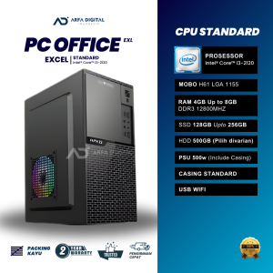PC OFFICE Fullset Intel Core i3 Gen 2 EXCEL | RAM 8GB - SSD 256GB - HDD 500GB | CPU Murah Terbaik