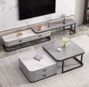 Modern Scalable rock plate coffee table in living room square rock plate coffee table