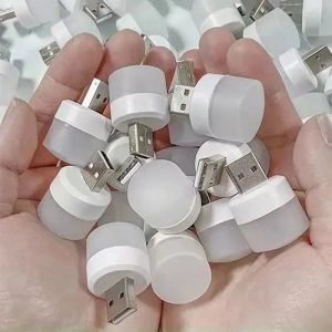 Lampu LED USB Mini Bulat / Lampu Tidur Travel Portable Night - Putih