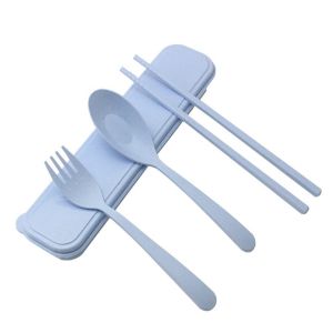 SENDOK GARPU SUMPIT PORTABLE SET / ALAT MAKAN BAHAN ALAMI JERAMI GANDUM / SENDOK MAKAN / SENDOK JERAMI GANDUM