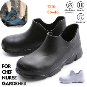 EIFAK Chef Shoes for Men Women Casual Slip on High Top Safety Shoes Anti-slip Oil Resistant Kitchen Work Boots Cook Shoes Wear-Resistant Flats Doctor Nurse Shoes Black Water Proof Rain Boots