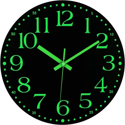 Luminous Wall Cloc12 Inch Silent Non-Ticking Battery Operated Clock Lighted Wall Clock Decoration for Bedroom