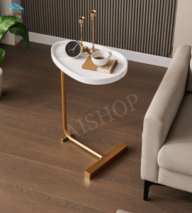 [SG Seller]Simple Modern Solid Wood Side Table Sofa Corner Table Bedside Table Oval Coffee Tea Table