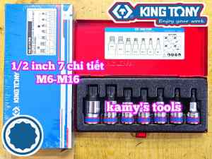 Bộ tuýp lú đầu sao M 12 cạnh 1/2 inch Kingtony 4117PR 7 chi tiết M6 M8 M10 M12 M14 M16 M18