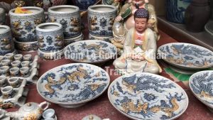 Đồ Thờ Cúng Cao Cấp - Men Rạn Đắp Nổi Nghệ Nhân Bát Tràng Chế Tác - Bát hương lư hương - bộ đồ cúng