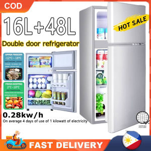 64L Refrigerator with Inverter 2 Doors Fridge with Freshness Freezer Mini Refrigerator Power Save Fast Cooling Frost Fridge Large Capacity Refrigerators for Room Office Dormitory Hotel Renting
