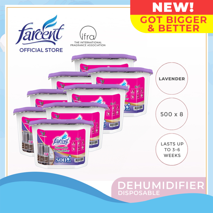 Farcent Disposable Dehumidifier - Lavender Set of 8 (500ml each ...