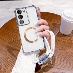 เคส ซองสำหรับ VIVO V29 5G VIVO V29E 4G VIVO V29 PRO 5G 2023 ซองศัพท์ ซองนิ่ม วงแหวนแม่เหล็กเงา ซิลิโคนกันกระแทก สายคล้องโปร่งใส SJSTJSC