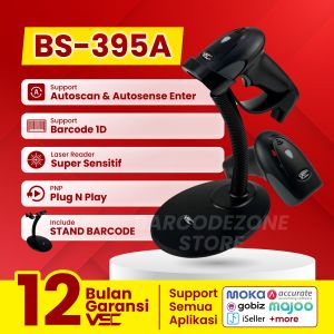 BARCODE SCANNER AUTO-SENSING VSC BS-395A AUTOSTAND - USB - LASER - 1D BARCODE
