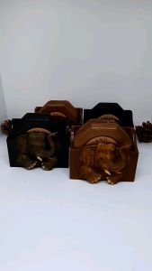 รองแก้ว เซตรองแก้วไม้ ขนาด 6 ที่ ทรงแปดเหลี่ยม